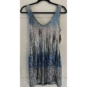 As U Wish Mini Bodycon Blue Silver Hombre Sequin Sexy Cocktail Club Dress Sz L